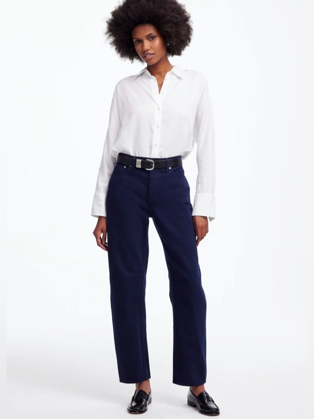 MADEWELL Denim The Darted Barrel Jean Garment Dyed Edition Rigid Navy Size 27